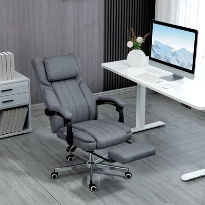 Bürostuhl mit Massagefunktion, Leinenoptik, grau,