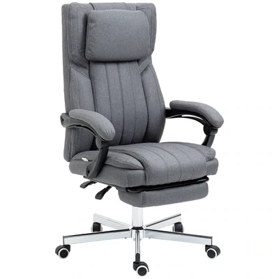 Bürostuhl mit Massagefunktion, Leinenoptik, grau,