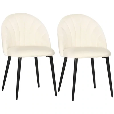 2er-Set Esszimmerstühle im Skandi-Design, Küchenstühle, Creme + Schwarz