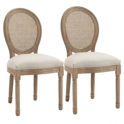 2er Set Boho-Style Esszimmerstühle Vintage Rattan