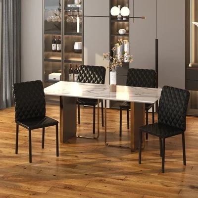4er-Set Stühle Esszimmerstühle Küchenstühle Schwarz
