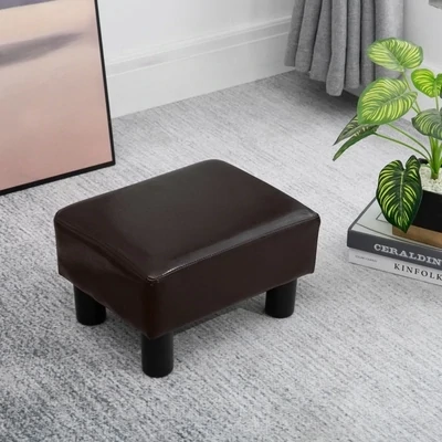 Hocker mit Stoffbezug in Kunstlederoptik, bis 100 kg, Kaffee