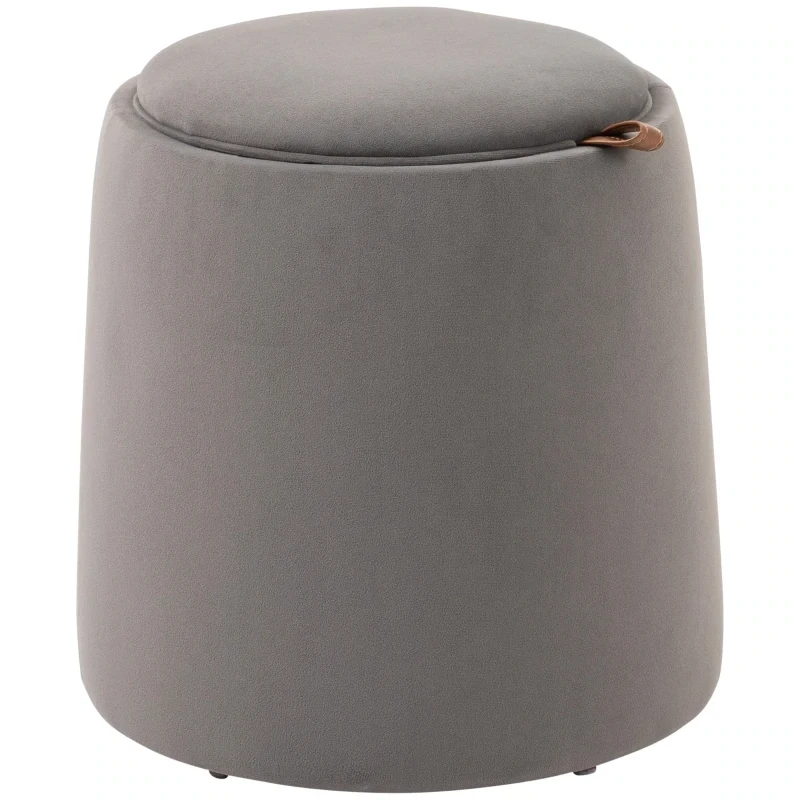 2-in-1 Hocker in Samtoptik inklusive Stauraum und abnehmbaren Deckel , Beige