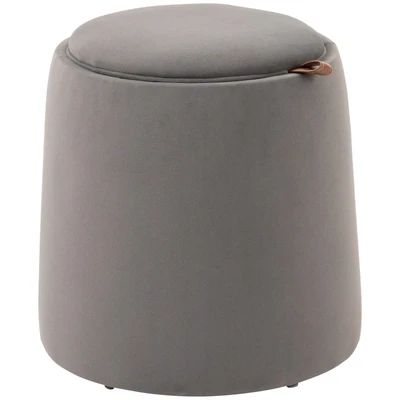 2-in-1 Hocker in Samtoptik inklusive Stauraum und abnehmbaren Deckel , Beige