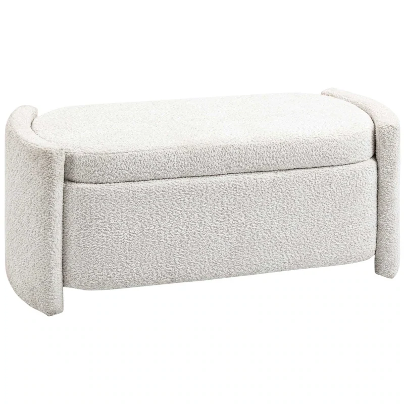 Sitzbank mit Stauraum, gepolstert, Creme/Beige