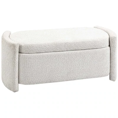 Sitzbank mit Stauraum, gepolstert, Creme/Beige
