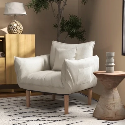 Sessel Relaxsessel, kleines Sofa, abnehmbare Beine, inklusive Kissen, Beige
