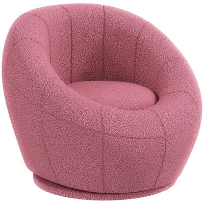 Sessel mit Plüsch, Akzentsessel, Plüschsessel, drehbar, Rosa