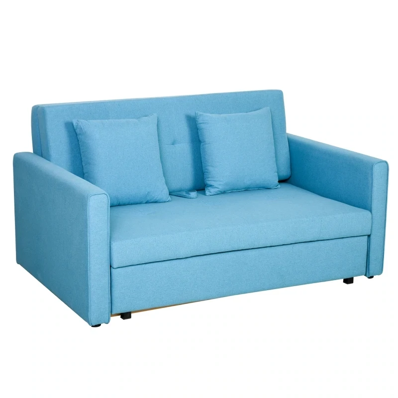 Schlafsofa, 2er-Sofa, mit verstecktem Stauraum, Hellblau