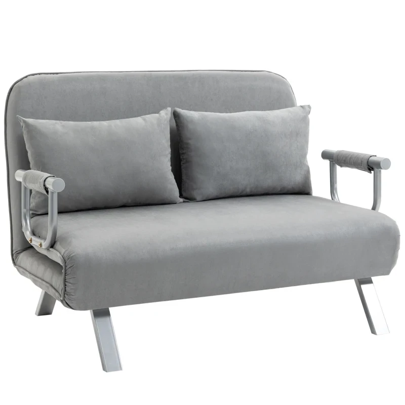 Schlafsofa, Doppelsofa, Gästebett, inklusive 2 Kissen, hellgrau