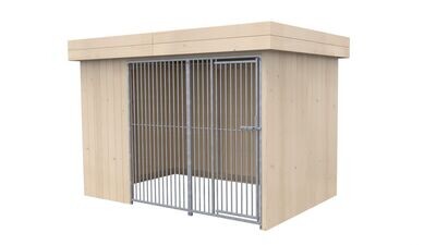 Sauerland Villa Holz-Hundezwinger 2 x 3 m | Flachdach | natur | Rohrstab Abstand 5 cm