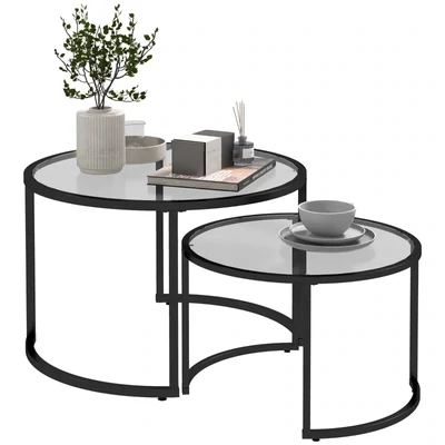 2er-Set Glastische Couchtische Industrie-Design
