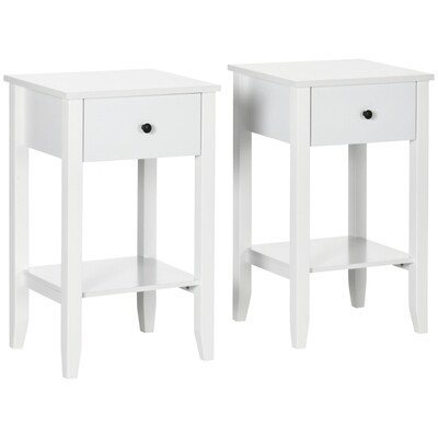 2er-Set Nachttische, Beistelltische, Couchtische, Weiss