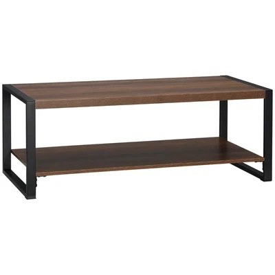 Couchtisch mit Ablage, Industrial Design, Holz+Schwarz