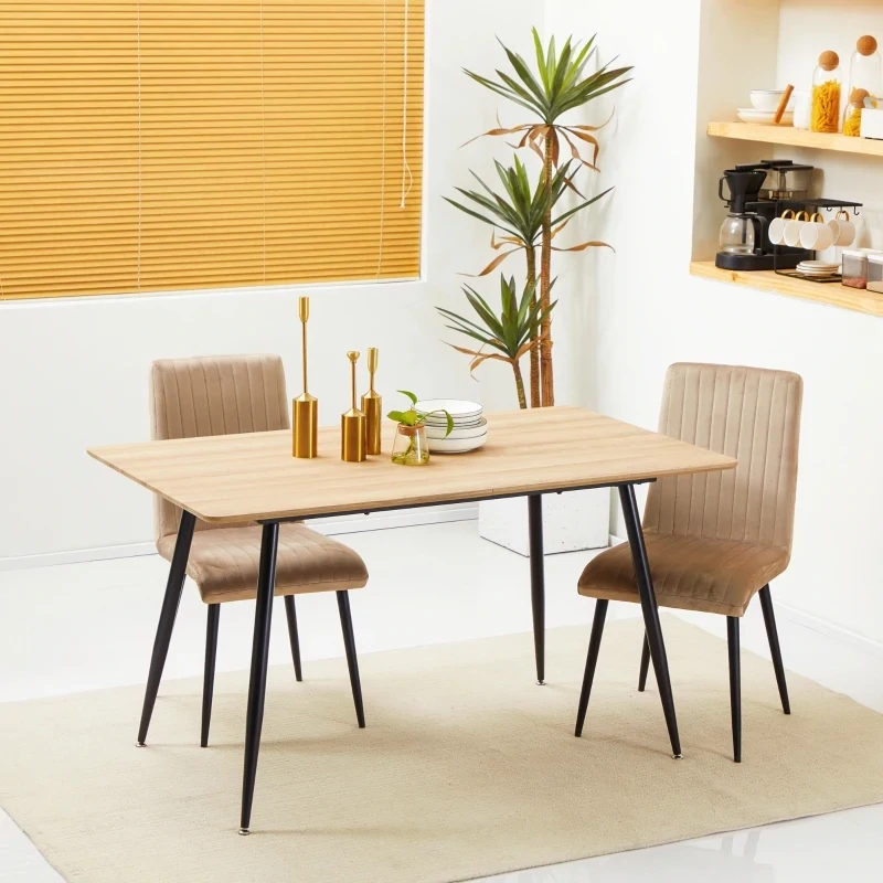 Esstisch im Skandi-Design, Küchentisch, für 4 Personen, Natur + Schwarz