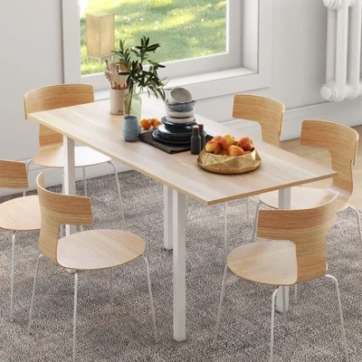 Klapptisch für 6 Personen, Esstisch, Küchentisch, Natur + Schwarz