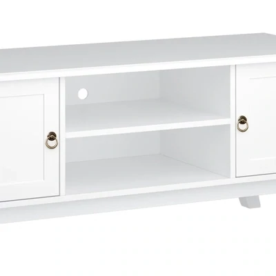 TV Lowboard Fernsehtisch Ständer Holzfüsse MDF Weiss