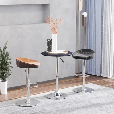 Bartisch, höhenverstellbar, Vintage-Design, Schwarz + Silber