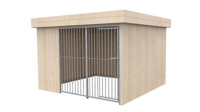 Sauerland Villa Holz-Hundezwinger 3 x 3 m | Flachdach | natur | Rohrstab Abstand 8 cm