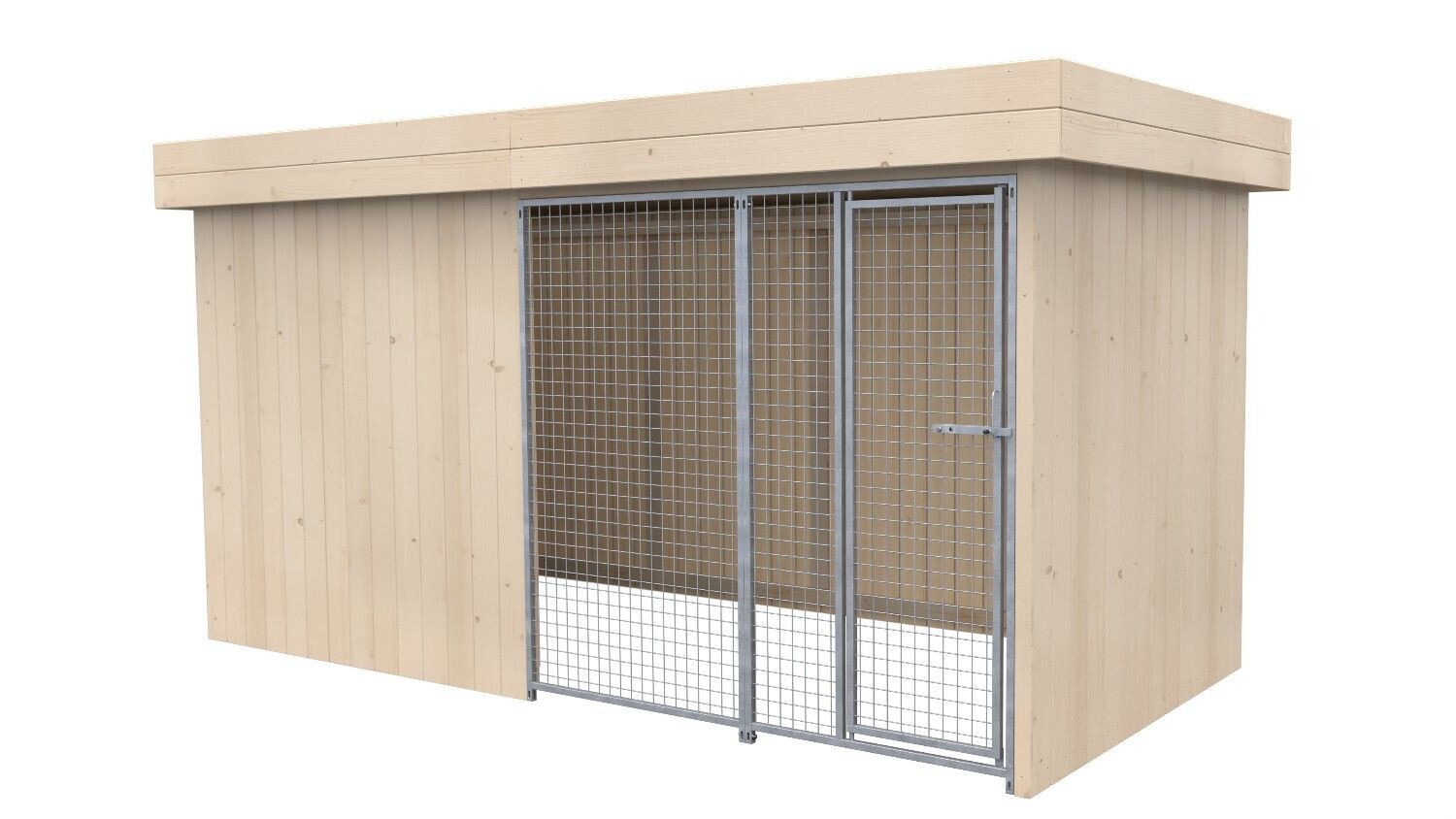 Sauerland Villa Holz-Hundezwinger 2 x 4 m | Flachdach | naturbelassen | Gitter