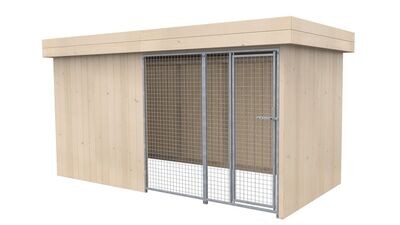 Sauerland Villa Holz-Hundezwinger 2 x 4 m | Flachdach | naturbelassen | Gitter