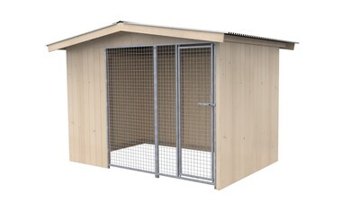 Villa Holz-Hundezwinger 2 x 3 m Satteldach naturbelassen Gitter
