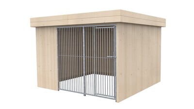 Sauerland Villa Holz-Hundezwinger 3 x 3 m | Flachdach | natur | Rohrstab Abstand 5 cm