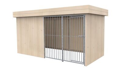 Sauerland Villa Holz-Hundezwinger 2 x 4 m | Flachdach | natur | Rohrstab Abstand 8 cm