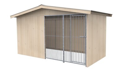 Sauerland Villa Holz-Hundezwinger 2 x 4 m | Satteldach | naturbelassen | Rohrstab Abstand 5 cm