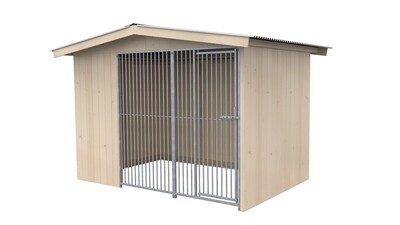 Sauerland Villa Holz-Hundezwinger 2 x 3 m | Satteldach | naturbelassen | Rohrstab Abstand 5 cm