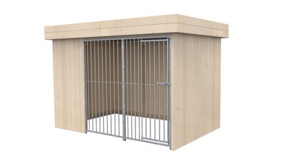 Sauerland Villa Holz-Hundezwinger 2 x 3 m Flachdach natur Rohrstab Abstand 8 cm
