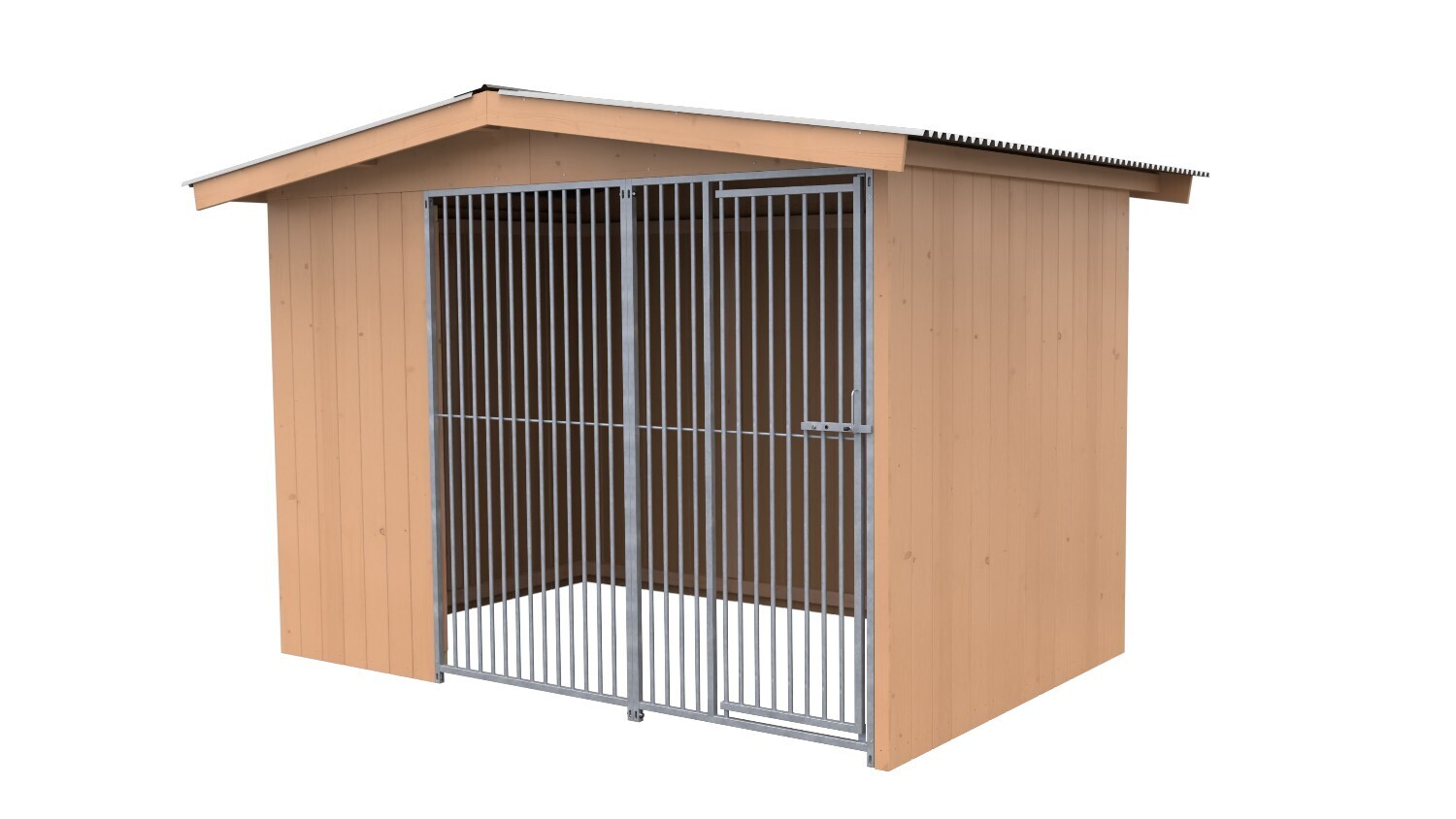 Sauerland Villa Holz-Hundezwinger 2 x 3 m | Satteldach | braun | Rohrstab Abstand 5 cm
