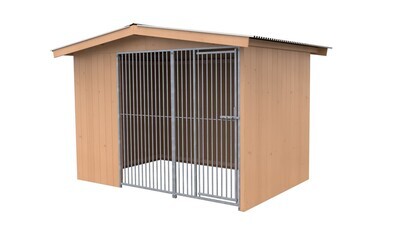 Sauerland Villa Holz-Hundezwinger 2 x 3 m | Satteldach | braun | Rohrstab Abstand 5 cm
