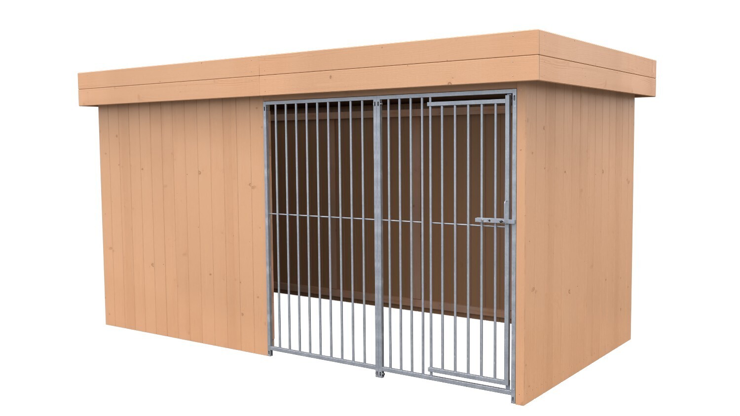 Sauerland Villa Holz-Hundezwinger 2 x 4 m | Flachdach | braun | Rohrstab Abstand 8 cm