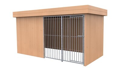 Sauerland Villa Holz-Hundezwinger 2 x 4 m | Flachdach | braun | Rohrstab Abstand 8 cm