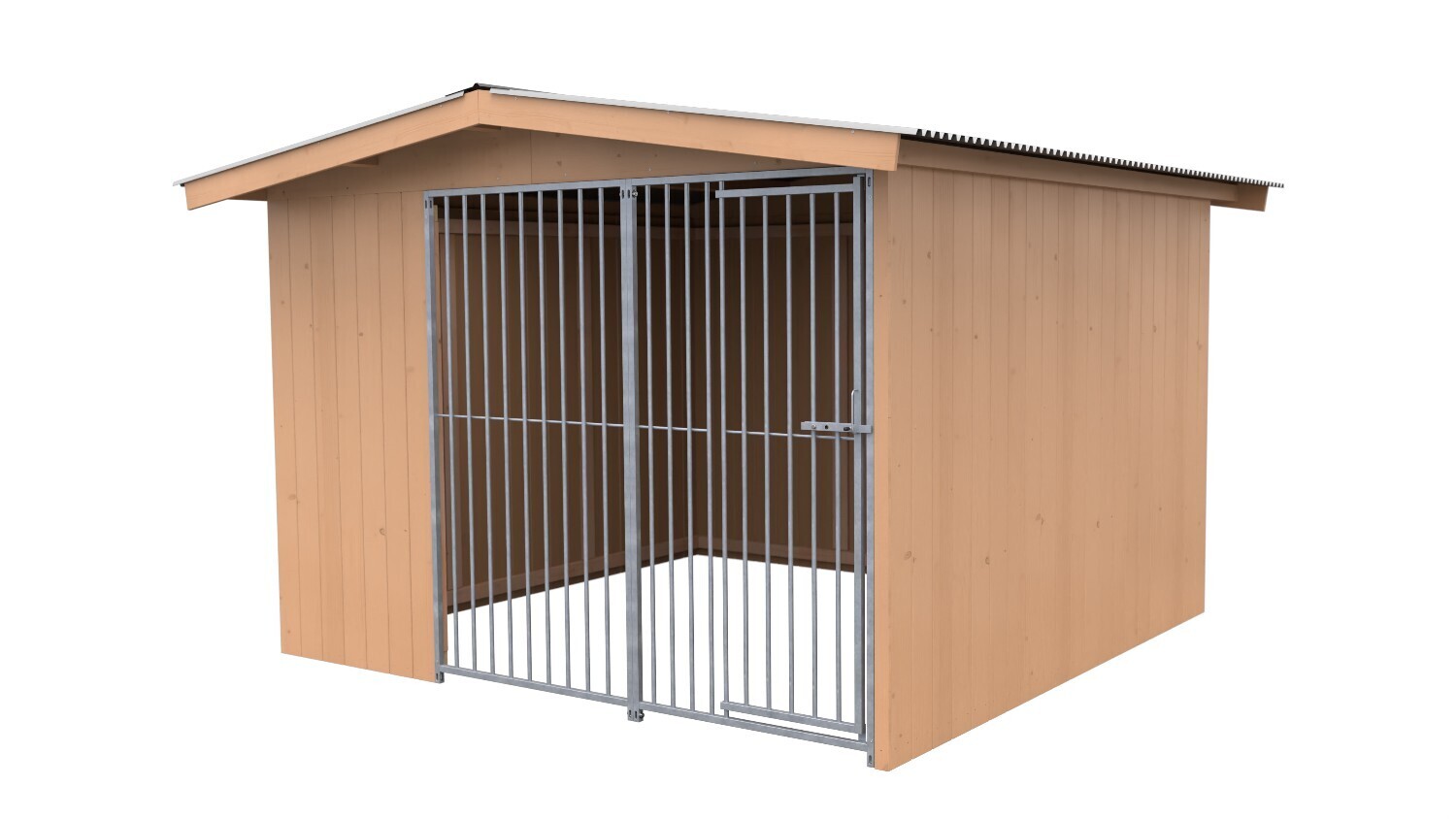 Sauerland Villa Holz-Hundezwinger 3 x 3 m | Satteldach | braun | Rohrstab Abstand 8 cm