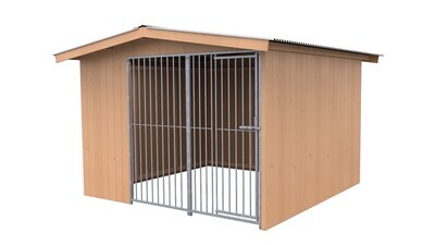 Sauerland Villa Holz-Hundezwinger 3 x 3 m | Satteldach | braun | Rohrstab Abstand 8 cm