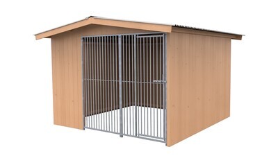 Sauerland Villa Holz-Hundezwinger 3 x 3 m | Satteldach | braun | Rohrstab Abstand 5 cm