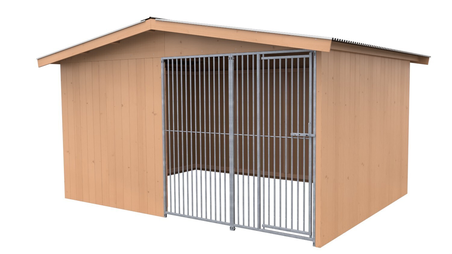 Sauerland Villa Holz-Hundezwinger 3 x 4 m | Satteldach | braun | Rohrstab Abstand 5 cm