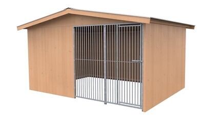 Sauerland Villa Holz-Hundezwinger 3 x 4 m | Satteldach | braun | Rohrstab Abstand 5 cm
