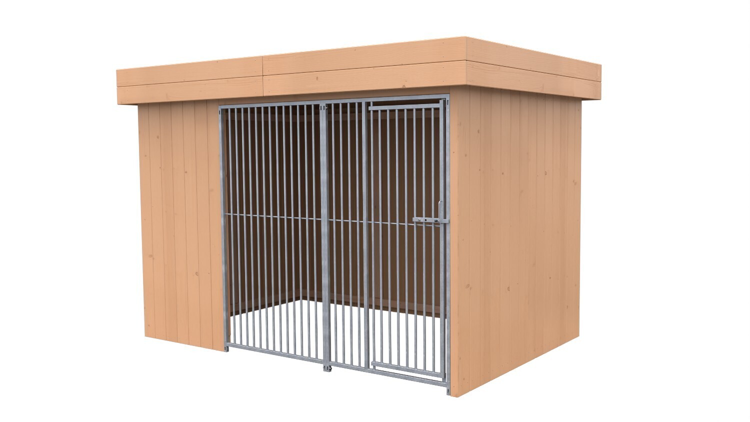 Sauerland Villa Holz-Hundezwinger 2 x 3 m | Flachdach | braun | Rohrstab Abstand 5 cm