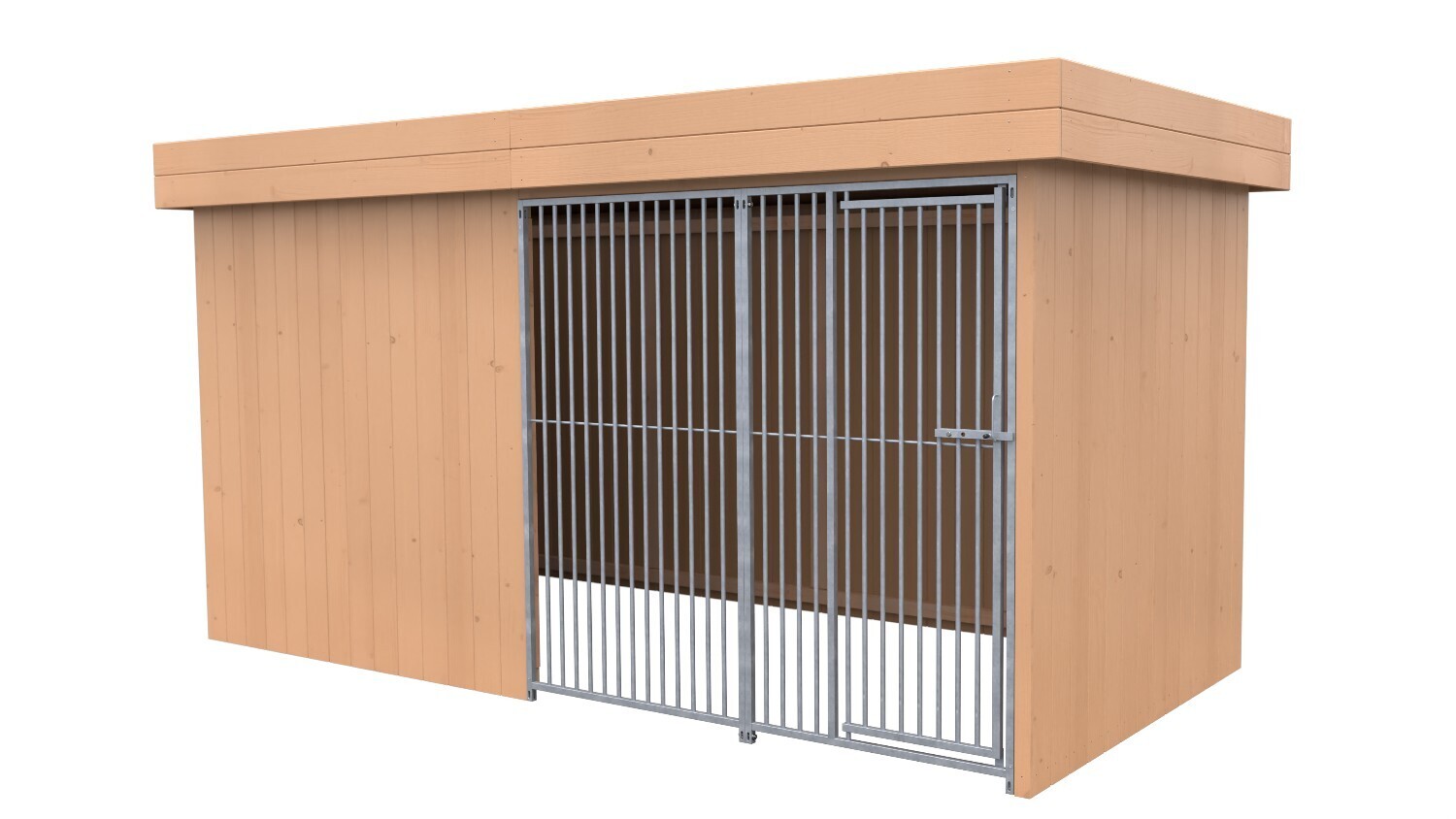Sauerland Villa Holz-Hundezwinger 2 x 4 m | Flachdach | braun | Rohrstab Abstand 5 cm