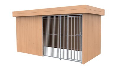 Sauerland Villa Holz-Hundezwinger 2 x 4 m | Flachdach | braun | Rohrstab Abstand 5 cm