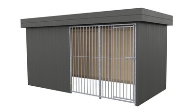 Sauerland Villa Holz-Hundezwinger 2 x 4 m | Flachdach | Graphitgrau | Rohrstab Abstand 8 cm