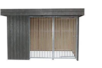 Sauerland Villa Holz-Hundezwinger 2 x 3 m | Flachdach | Graphitgrau | Rohrstab Abstand 5 cm