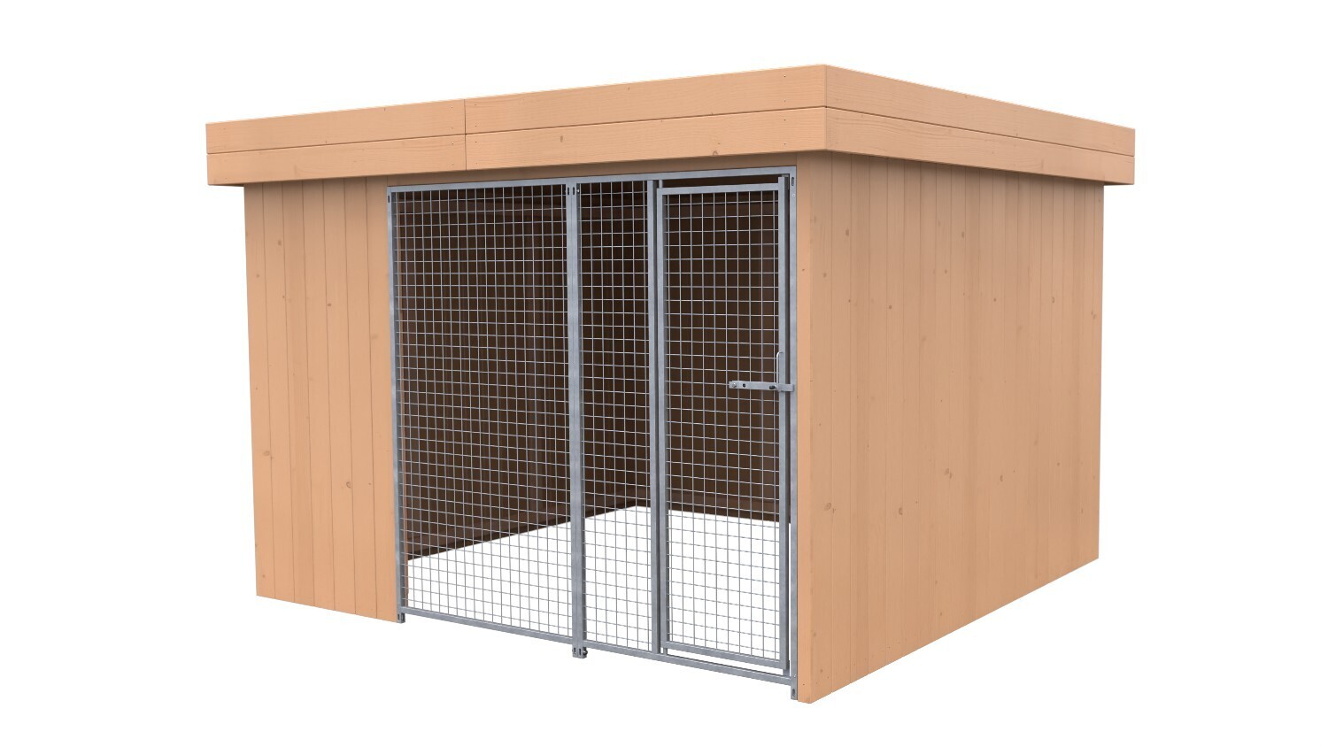 Sauerland Villa Holz-Hundezwinger 3 x 3 m | Flachdach | braun | Gitter