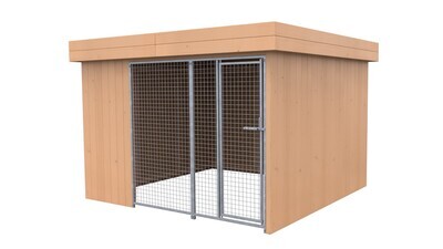 Sauerland Villa Holz-Hundezwinger 3 x 3 m | Flachdach | braun | Gitter