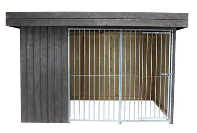 Sauerland Villa Holz-Hundezwinger 2 x 4 m | Flachdach | Graphitgrau | Rohrstab Abstand 8 cm