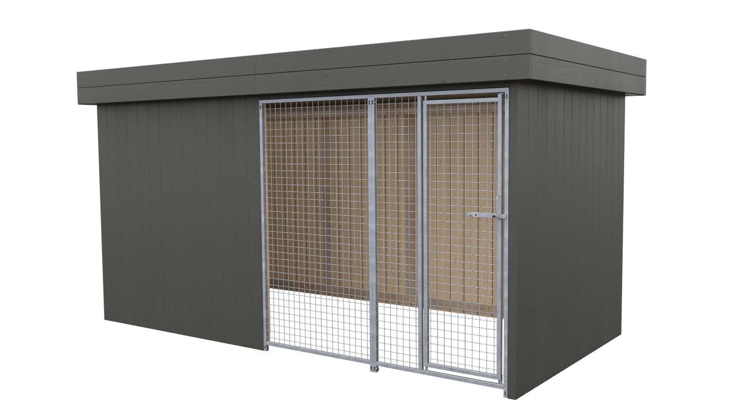Sauerland Villa Holz-Hundezwinger 2 x 4 m | Flachdach | Graphitgrau | Gitter