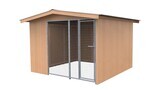 Villa Holz-Hundezwinger 3 x 3 m | Satteldach | braun | Gitter